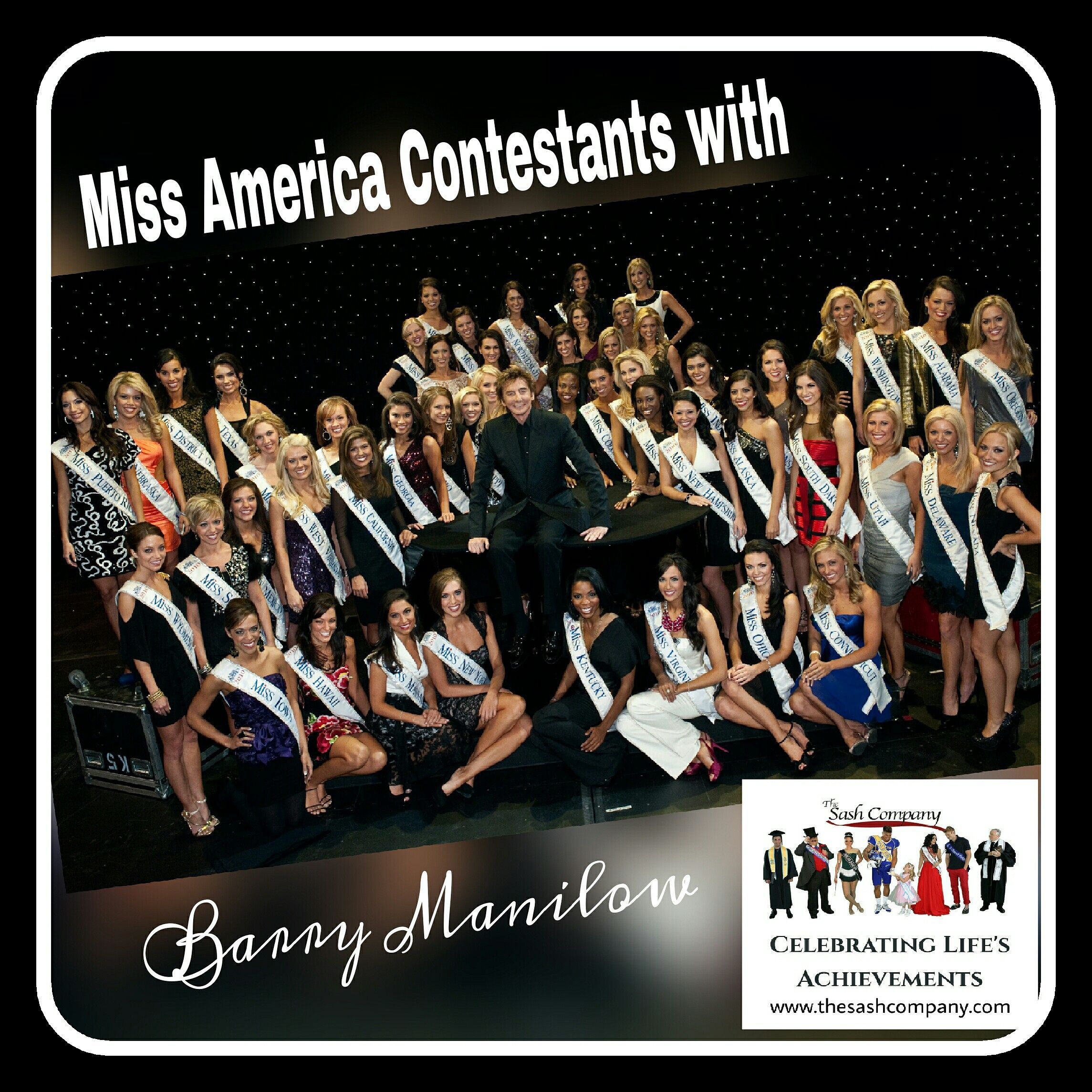 Miss America Contestants with Barry Manilow