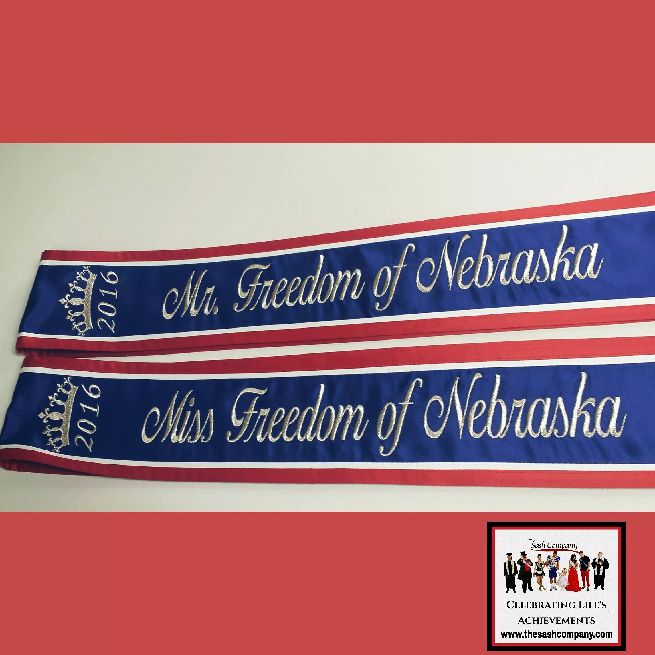 Mr & Miss Freedom of Nebraska Sashes